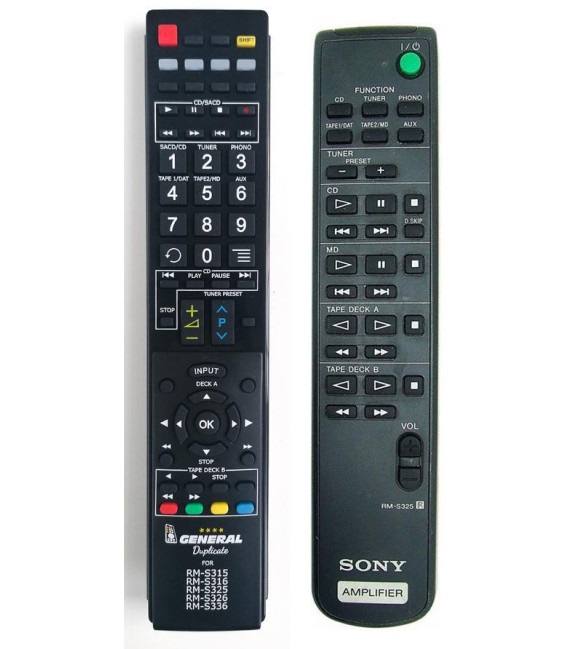 Sony RM-S325, RM-S326, RM-S336 Dálkový Ovladač Dup