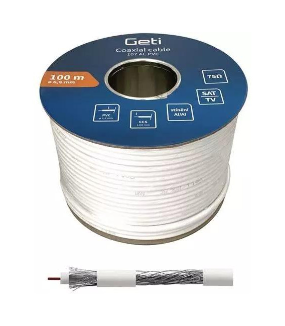 Koaxiální kabel Geti 107AL PVC 6.8 mm