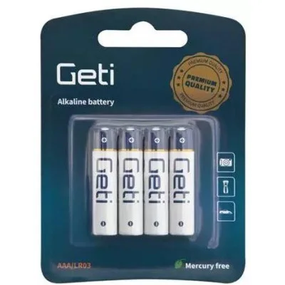 Baterie AAA (LR03) alkalická Geti 1,5V Blistr (4 k
