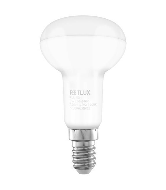 Žárovka LED E14 8W R50 SPOT bílá teplá RETLUX RLL 451
