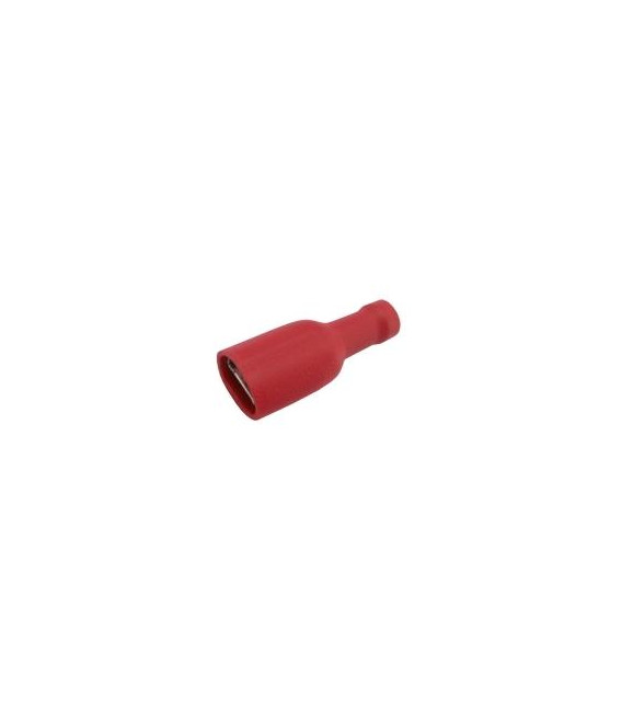 Zdířka faston 6.3mm izol., vodič 0.5-1.5mm červená