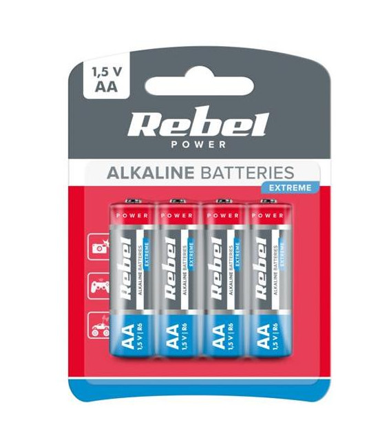 Baterie AA (R6) alkalická REBEL EXTREME Alkaline Power 4BP BAT0097B