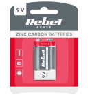 Baterie 6F22 (9V) Zn-Cl REBEL 1ks / blistr BAT0082B