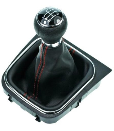 Řadící páka s manžetou VW Golf VI 2008 - 2013 Black 6-stupňová převodovka červené prošití