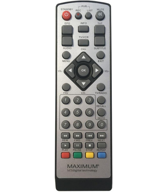 MAXIMUM DVB-T T102/105/106 PVR - originální dálkový ovladač STŘÍBRNÝ