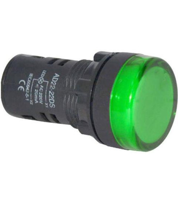 Kontrolka kulatá 230V LED zelená 29mm HADEX