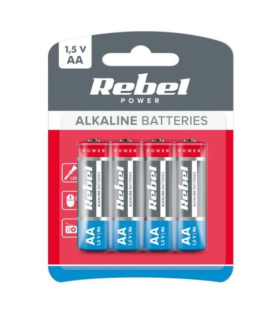 Baterie AA (R6) alkalická REBEL Alkaline Power 4ks / blistr BAT0061B