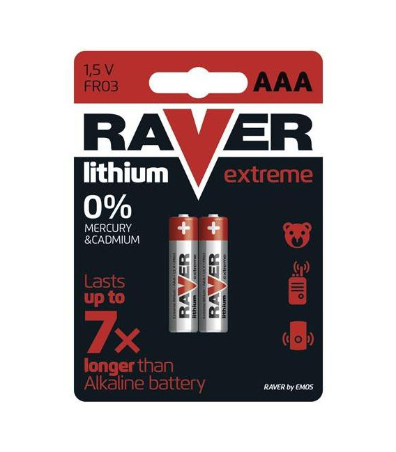 Baterie lithiová AAA R03 1,5V RAVER 2ks