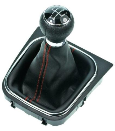 Řadící páka s manžetou VW Golf VI 2008 - 2013 Black 5-stupňová převodovka červené prošití