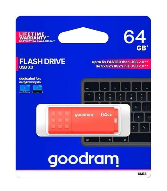 Flash disk GOODRAM USB 3.0 64GB bílo-oranžový