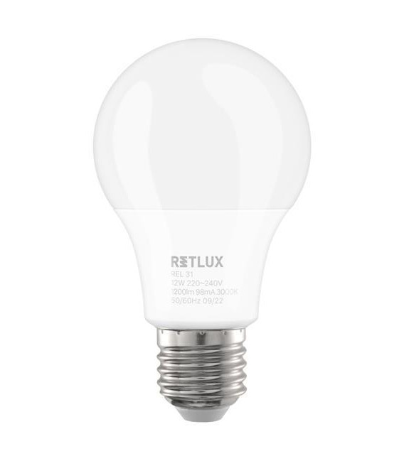 Žárovka LED E27 12W A60 bílá teplá RETLUX REL 31 2ks
