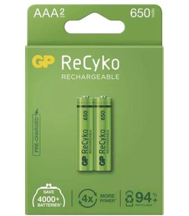 Baterie AAA (R03) nabíjecí 1,2V/650mAh GP Recyko 2ks