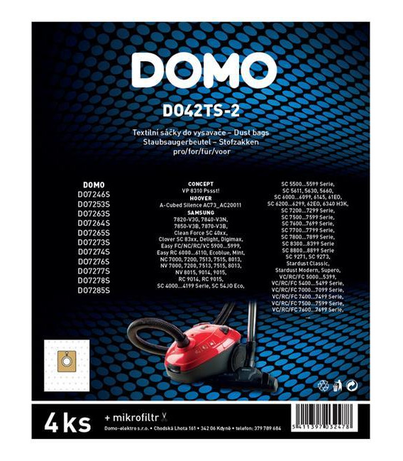 Sáčky do vysavače DOMO DO42TS-2 4ks