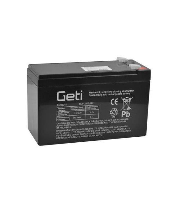 Baterie olověná 12V 7.0Ah GETI (konektor 6,35 mm)