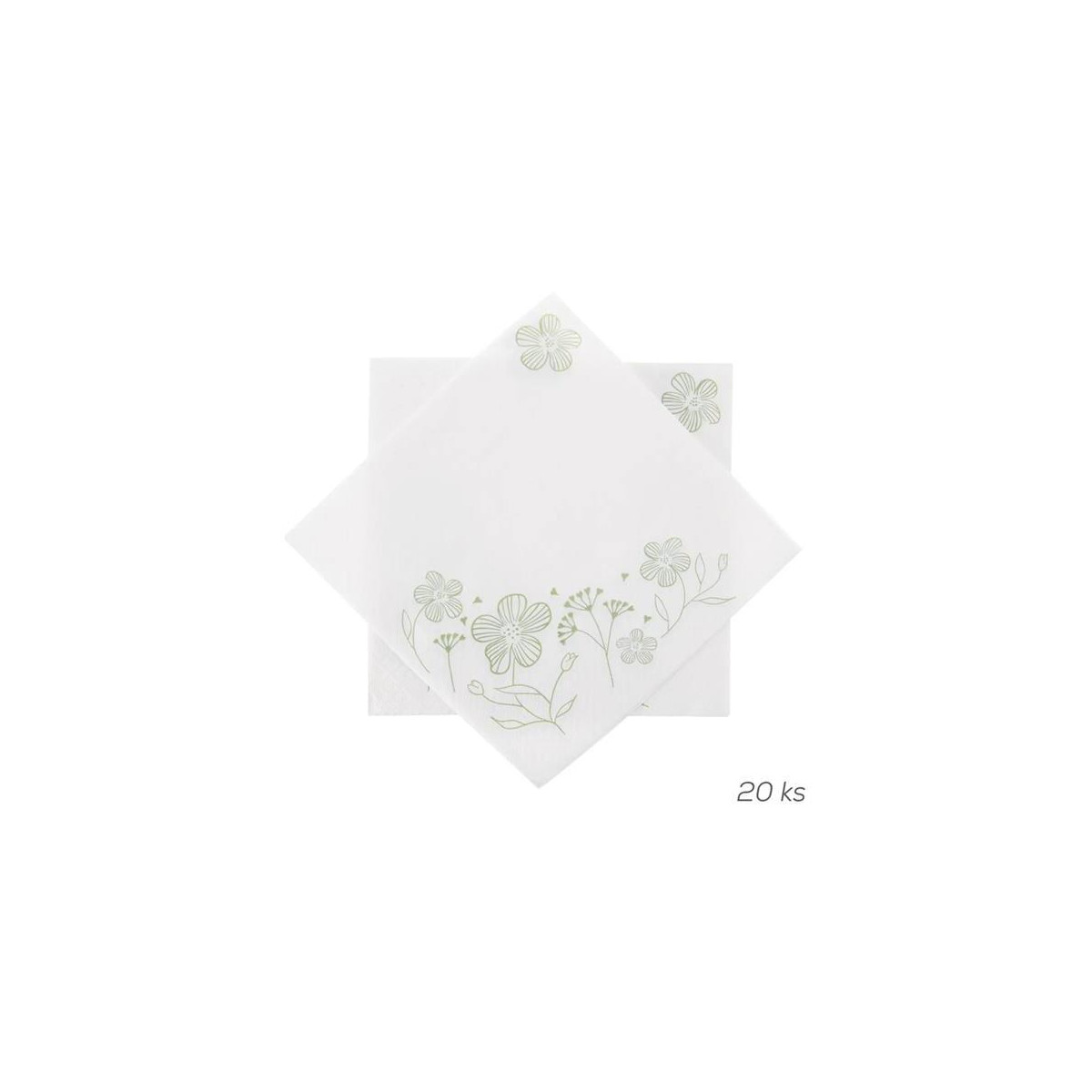 Ubrousek papírový ORION Greenish 20ks 33x33cm White