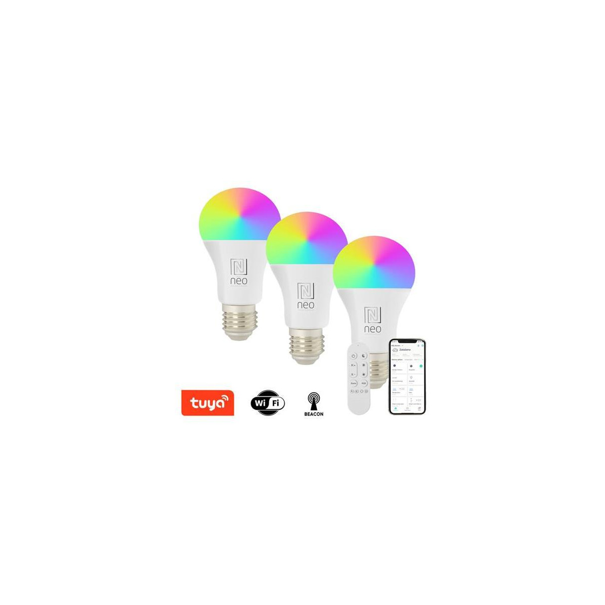 Smart LED žárovka E27 11W RGB+CCT IMMAX NEO 07712CDO WiFi Tuya sada 3ks
