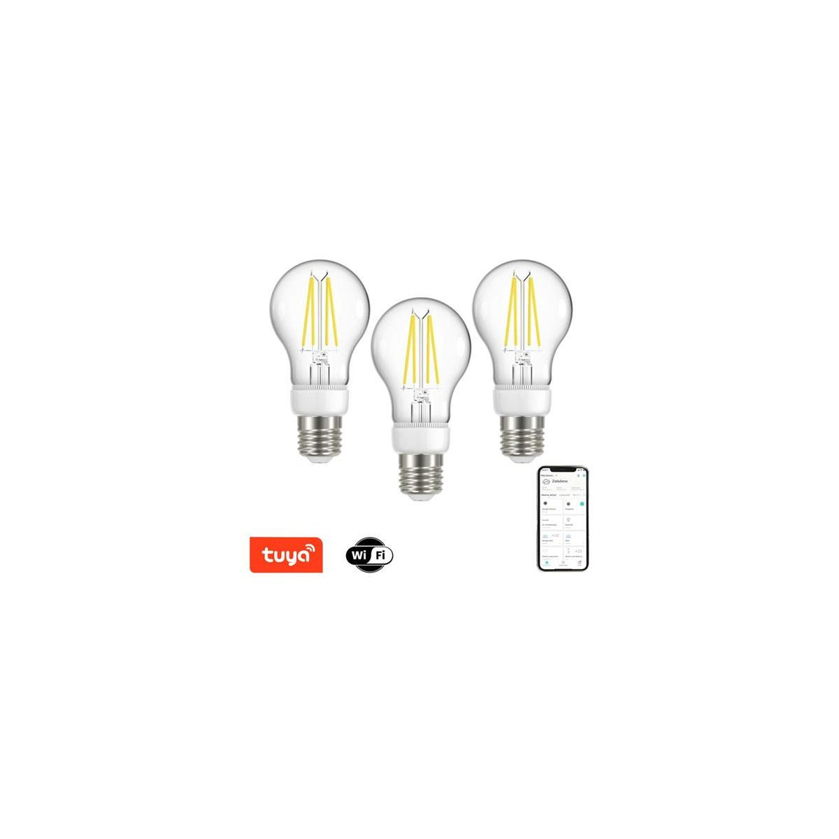 Viac oSmart LED žárovka filamentová E27 7W IMMAX NEO 07713C WiFi Tuya sada 3ks
