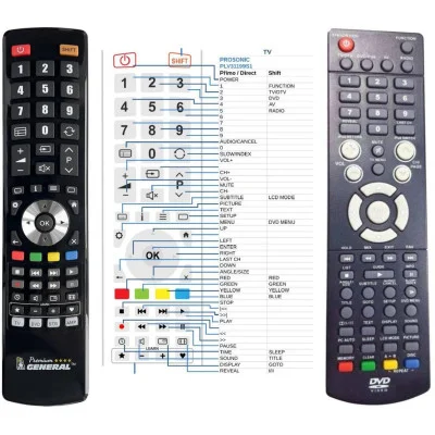 PROSONIC PLV31199S1, PLV31220S1, RC-ALD19, RC-ALD2200  - 

kompatibilní značkový dálkový ovladač General kompatibilní