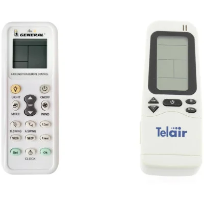 TELAIR 5400H, 7400H, 8400H, DUAL CLIMA 8400H,  DUAL CLIMA 12400H - 

kompatibilní značkový dálkový ovladač General pro klimatiza
