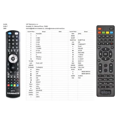 ALMA 2860 dálkový ovladač kompatibilní